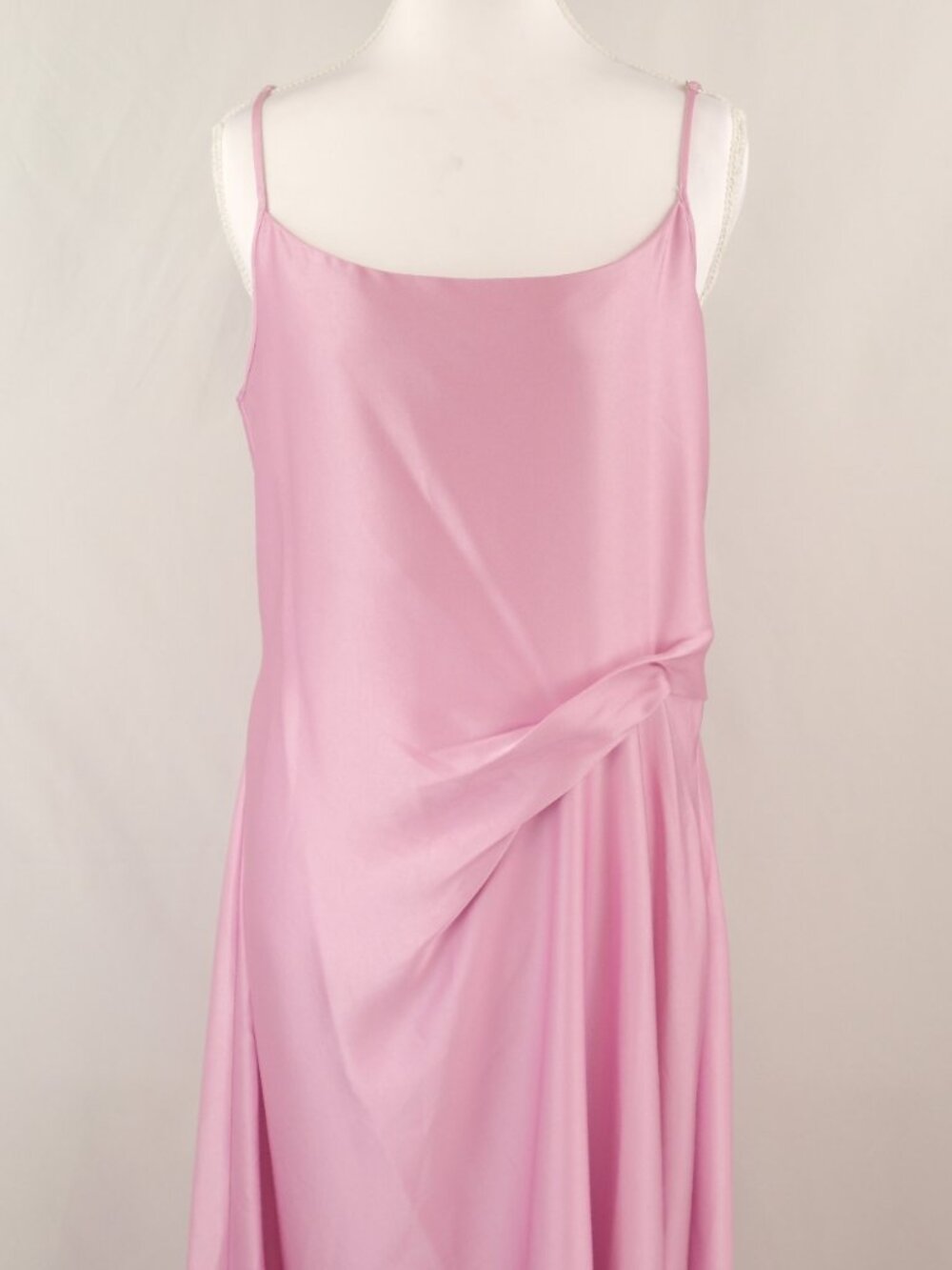 Reiss Zoey Satin Drape Ruched Midi Slip Dress, Light Pink, US 8 - Picture 5 of 11